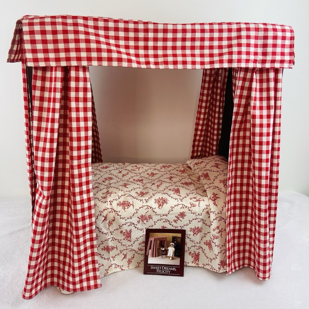 Pleasant Company American Girl Felicity Doll Canopy Bed Mattress Bedding Retired